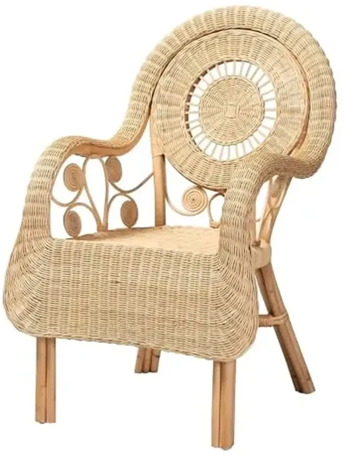 Bali & pari Putri Modern Bohemian Natural Rattan Arm Chair