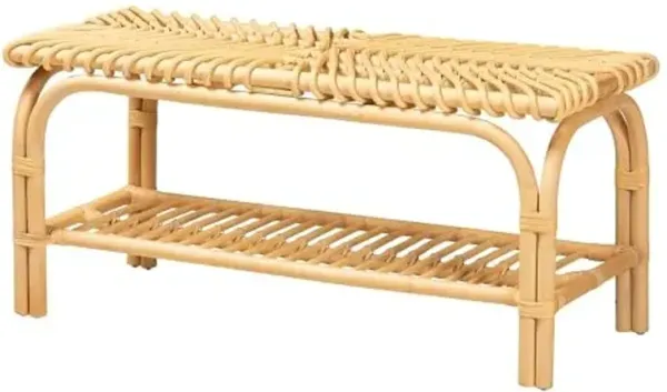 Baxton Studio Himari Rattan Bench, Natural Brown