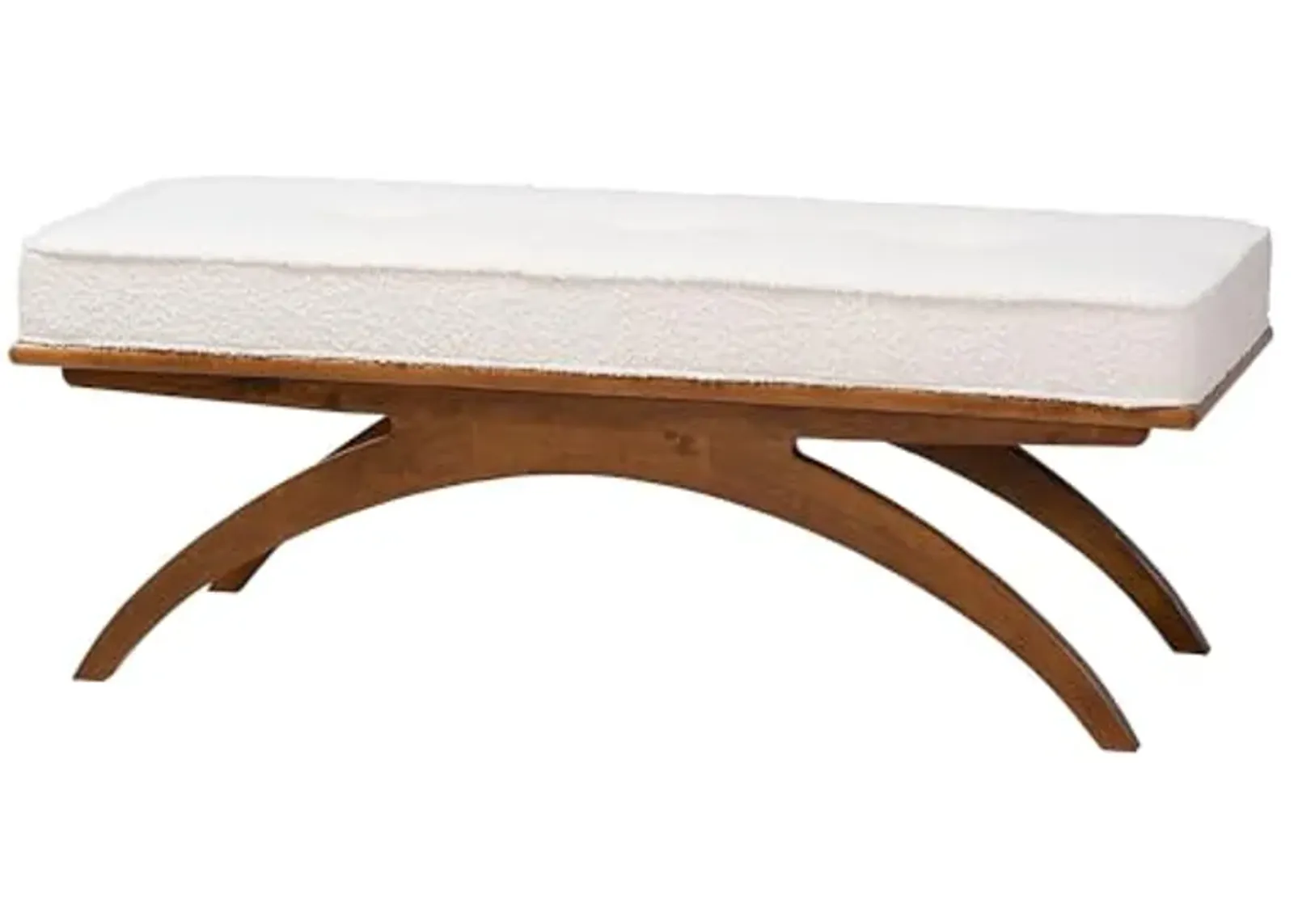 Baxton Studio Orella Japandi Cream Boucle Fabric and Walnut Brown Finished Wood Bench