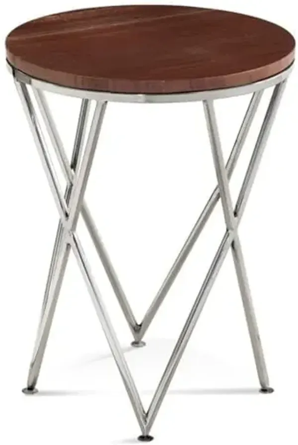 Bassett Mirror Company Thiago Accent Table in Red Marble and Chrome