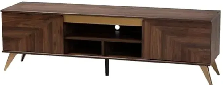 Baxton Studio Graceland Transitional Walnut Brown Finished Wood 2-Door TV Stand