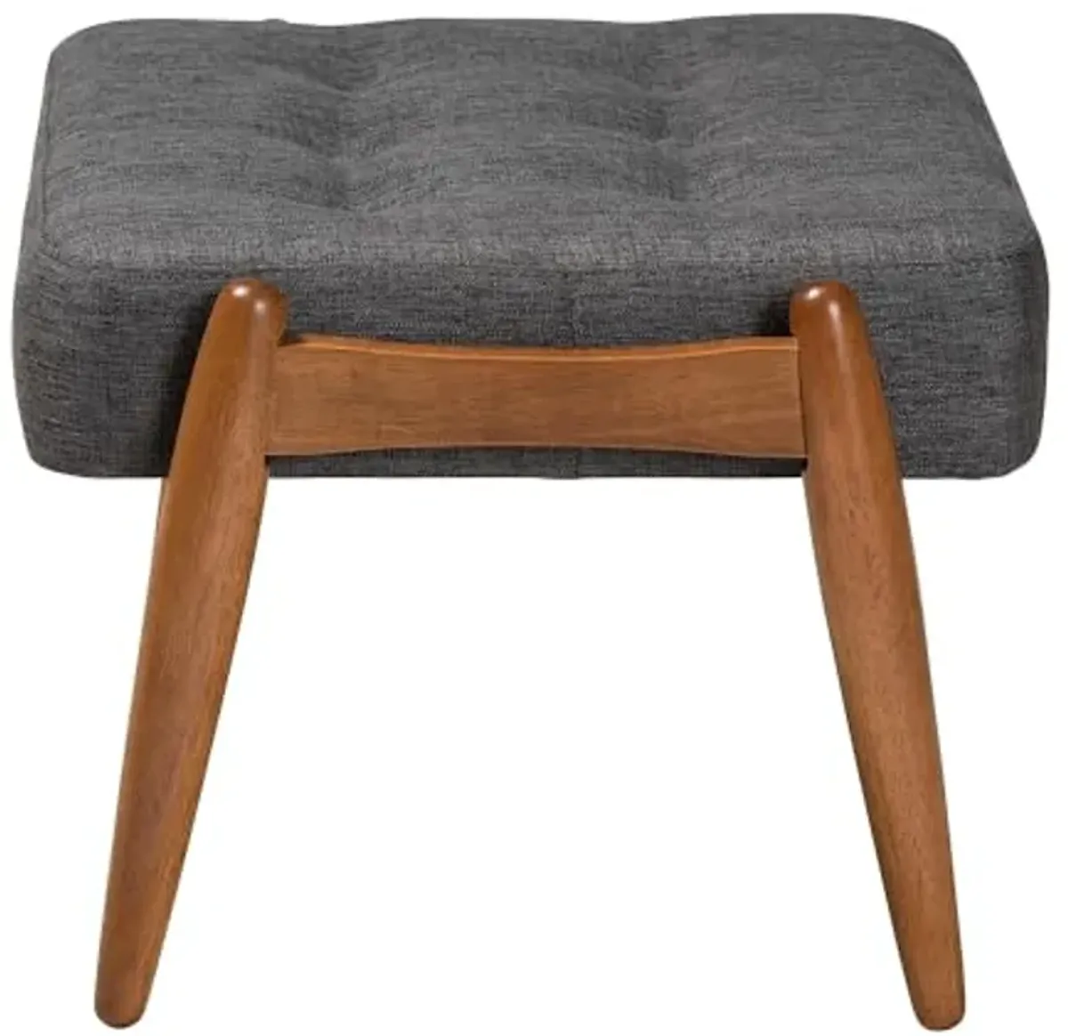 Baxton Studio Jeanine Japandi Dark Grey Fabric and Walnut Brown Finished Wood Ottoman Footstool