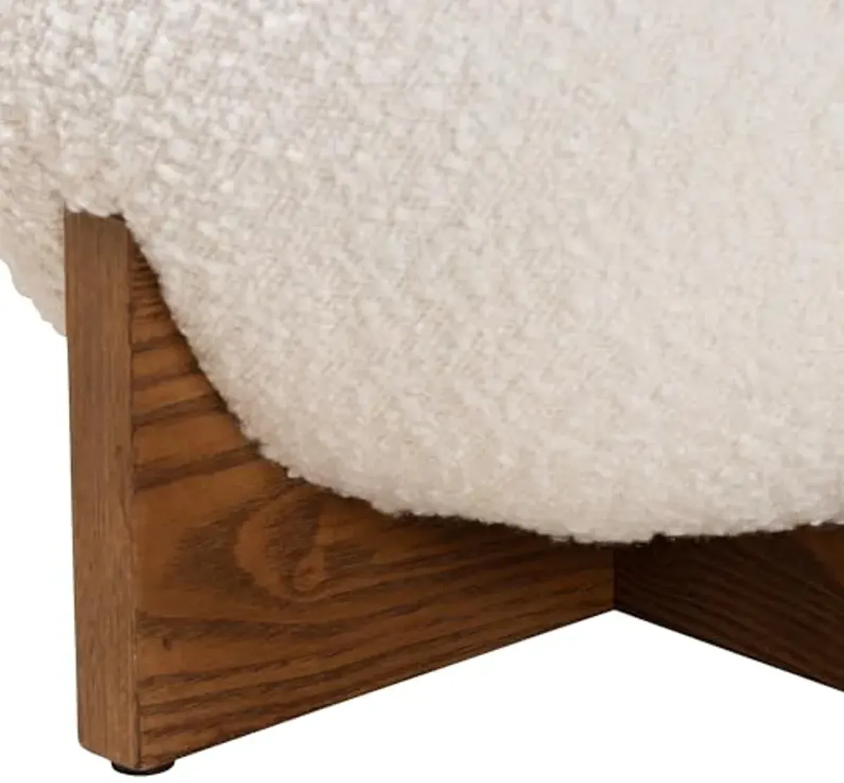 Baxton Studio Fisk Japandi Cream Boucle Fabric and Walnut Brown Finished Wood Ottoman Footstool