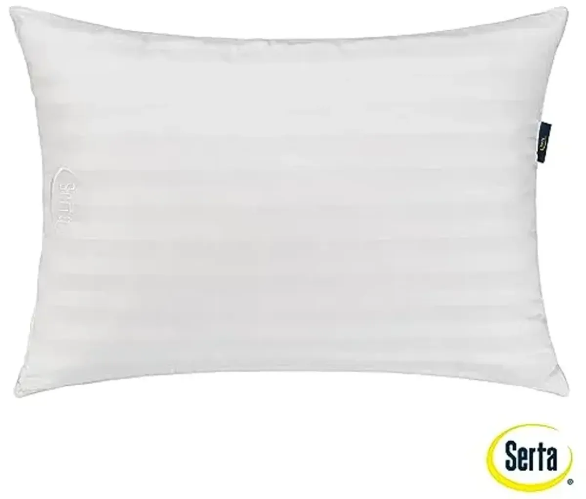 Serta Won't Go Flat Standard/Queen Size Set of 2 Down Alternative Bed Pillows, Extra Life Foam Core with Medium Support, Perfect for Back, Stomach or Side Sleepers, White