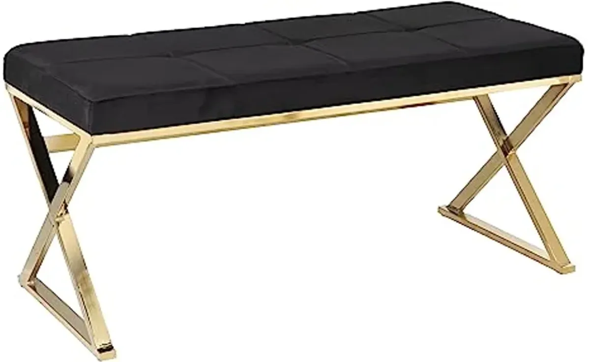 SEI Furniture Tormayne Velvet Entryway Bench, Black