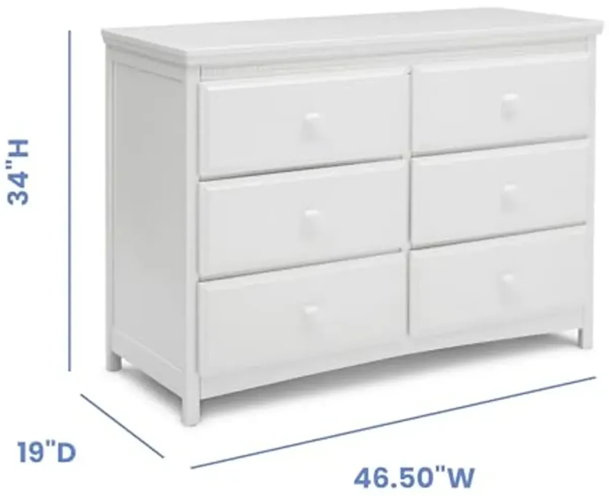 Delta Children Emerson 6 Drawer Dresser with Interlocking Drawers - Greenguard Gold Certified, Bianca White