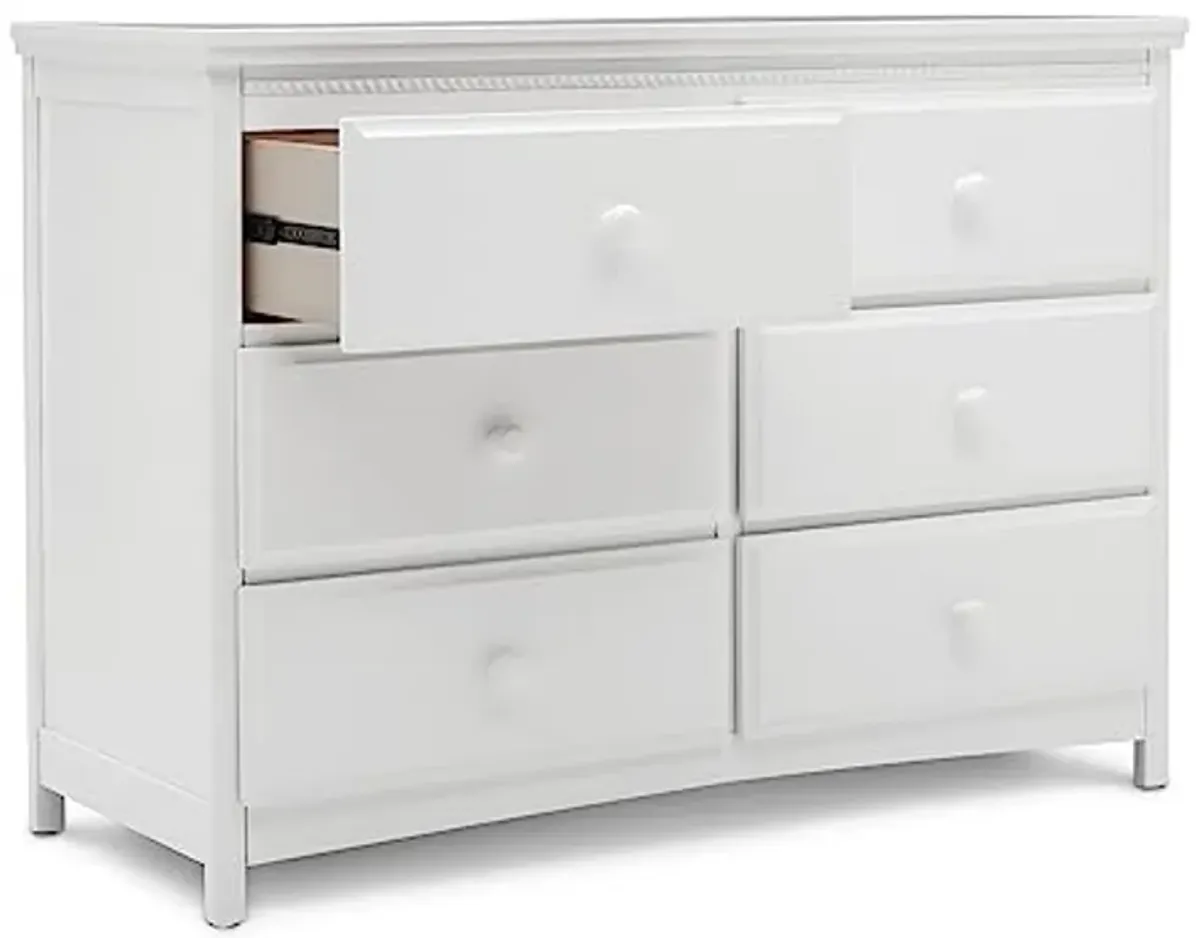 Delta Children Emerson 6 Drawer Dresser with Interlocking Drawers - Greenguard Gold Certified, Bianca White