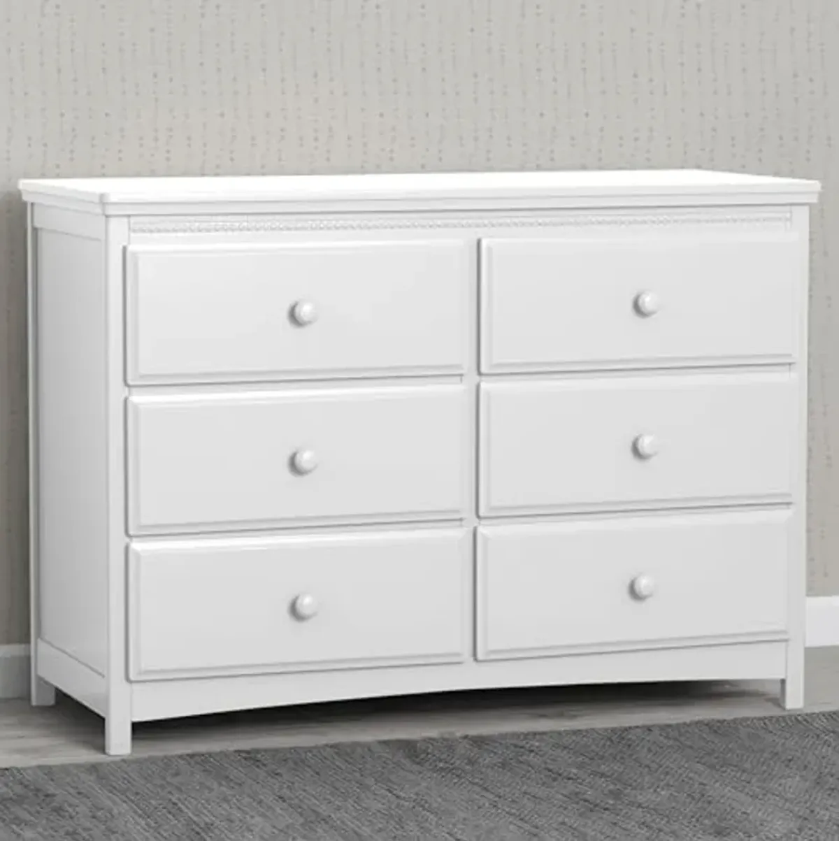 Delta Children Emerson 6 Drawer Dresser with Interlocking Drawers - Greenguard Gold Certified, Bianca White