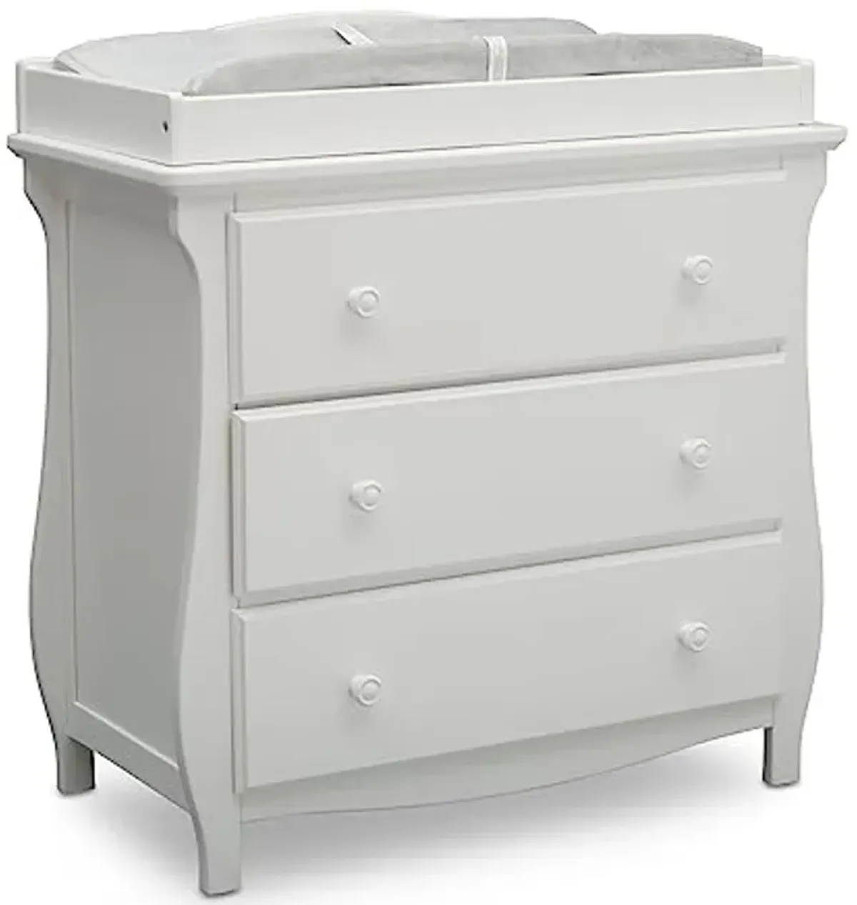 Delta Children Lancaster 3 Drawer Dresser with Changing Top and Interlocking Drawers - Greenguard Gold Certified, Bianca White