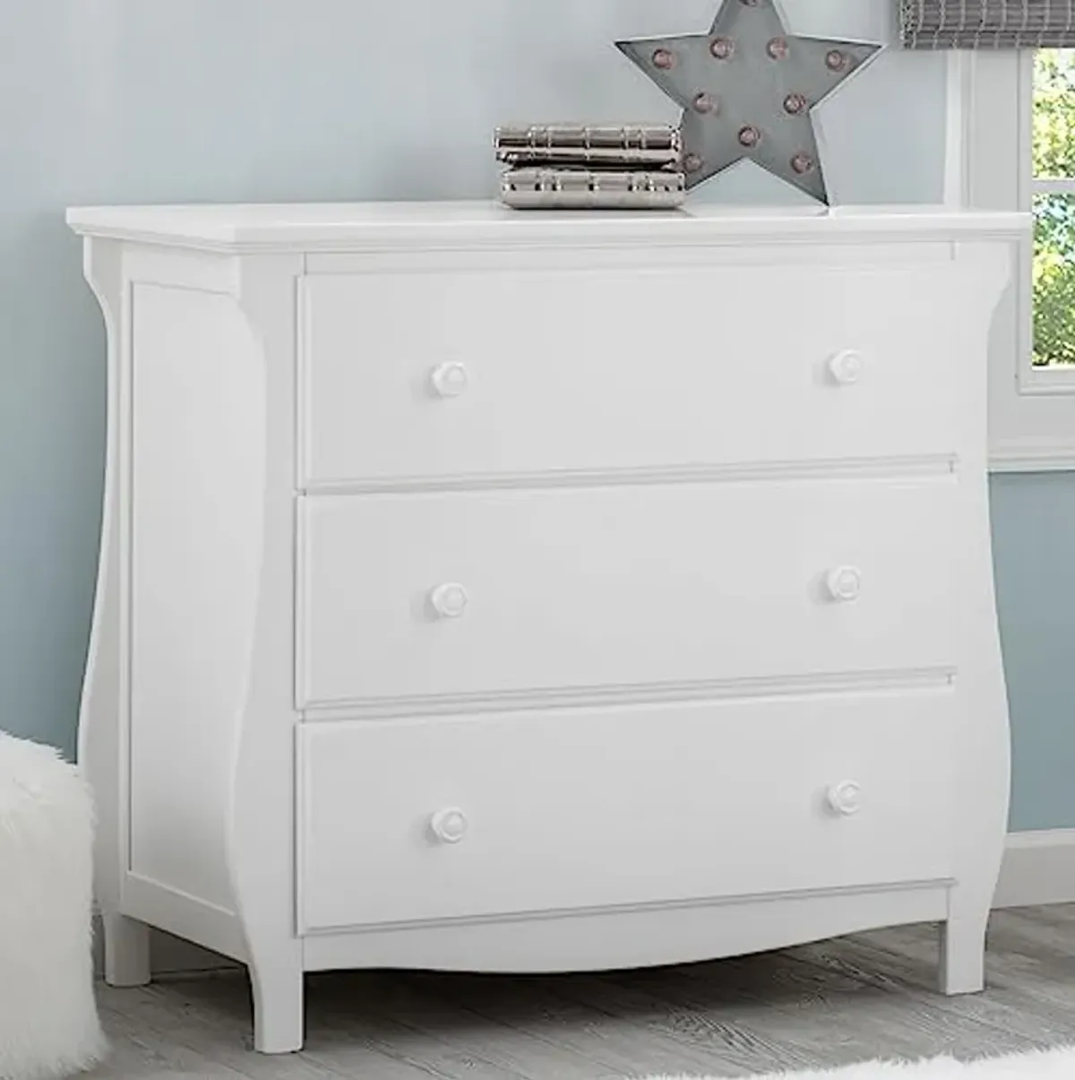 Delta Children Lancaster 3 Drawer Dresser with Changing Top and Interlocking Drawers - Greenguard Gold Certified, Bianca White