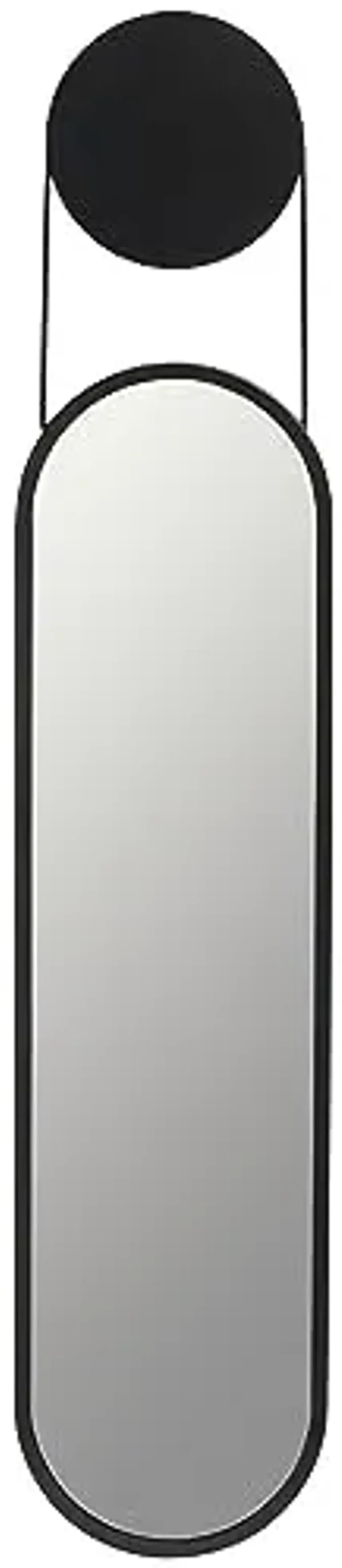 SAFAVIEH Home Collection Aistina Mid-Century Modern Matte Black 13 x 61-inch Oval Decorative Accent Wall Mirror for Bedroom Living Room Entryway