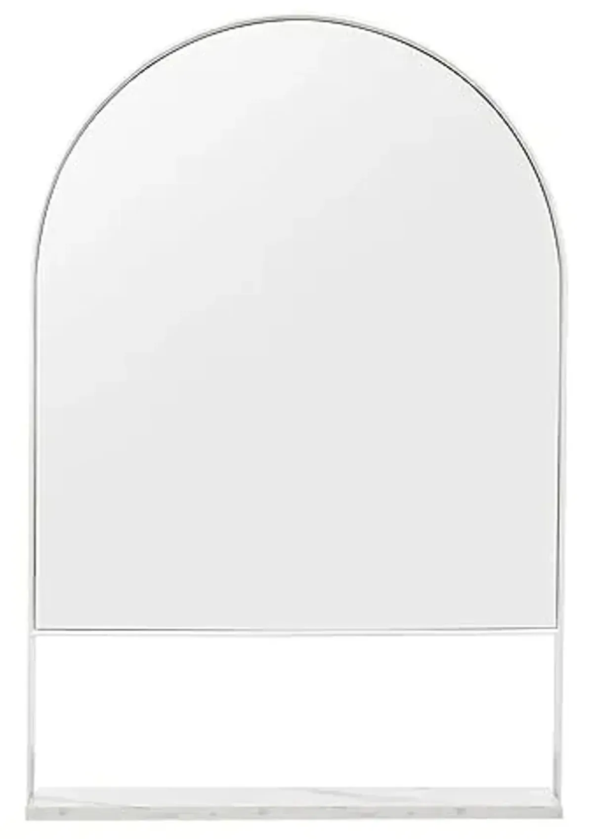 SAFAVIEH Home Collection Yuriko White 24 x 36-inch Arch Decorative Accent Wall Mirror with Shelf for Bedroom Living Room Bathroom Entryway