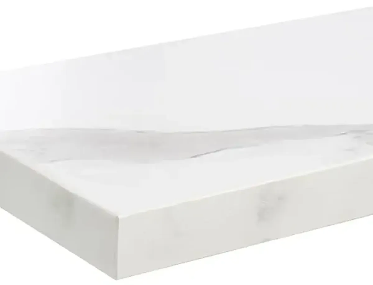 SAFAVIEH Home Collection Yuriko White 24 x 36-inch Arch Decorative Accent Wall Mirror with Shelf for Bedroom Living Room Bathroom Entryway