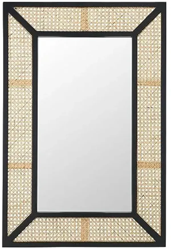 SAFAVIEH Home Collection Tulia Black/Natural 24 x 36-inch Rectangle Decorative Accent Wall Mirror for Bedroom Living Room Bathroom Entryway