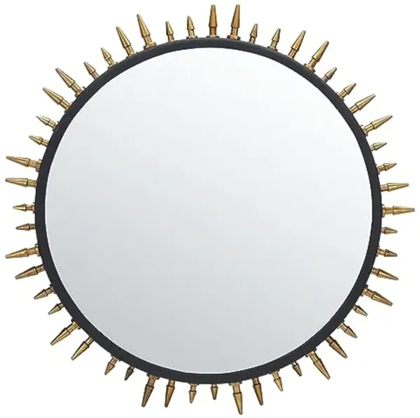 SAFAVIEH Home Collection Ceinth Black 32-inch Round Spike Decorative Accent Wall Mirror for Bedroom Living Room Bathroom Entryway