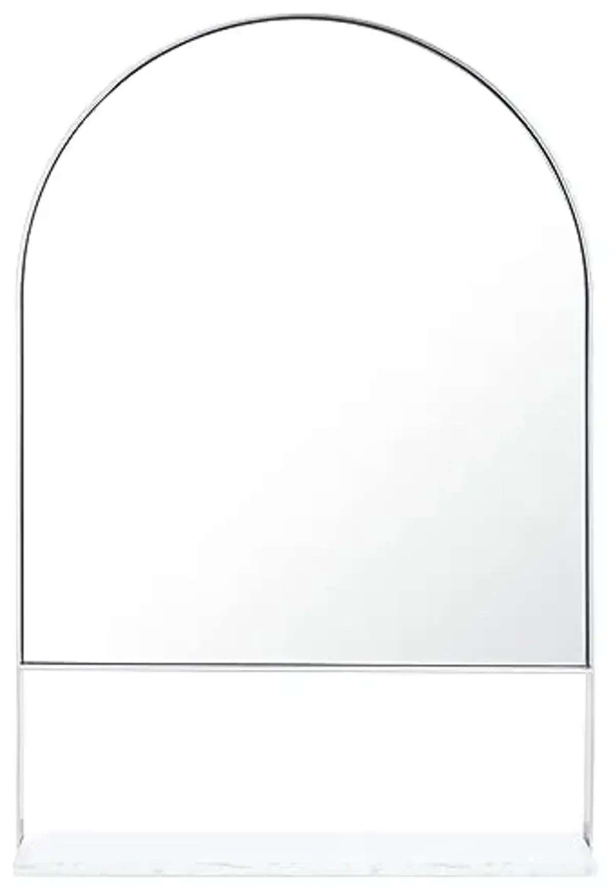 SAFAVIEH Home Collection Yuriko Silver 24 x 36-inch Arch Decorative Accent Wall Mirror with Shelf for Bedroom Living Room Bathroom Entryway