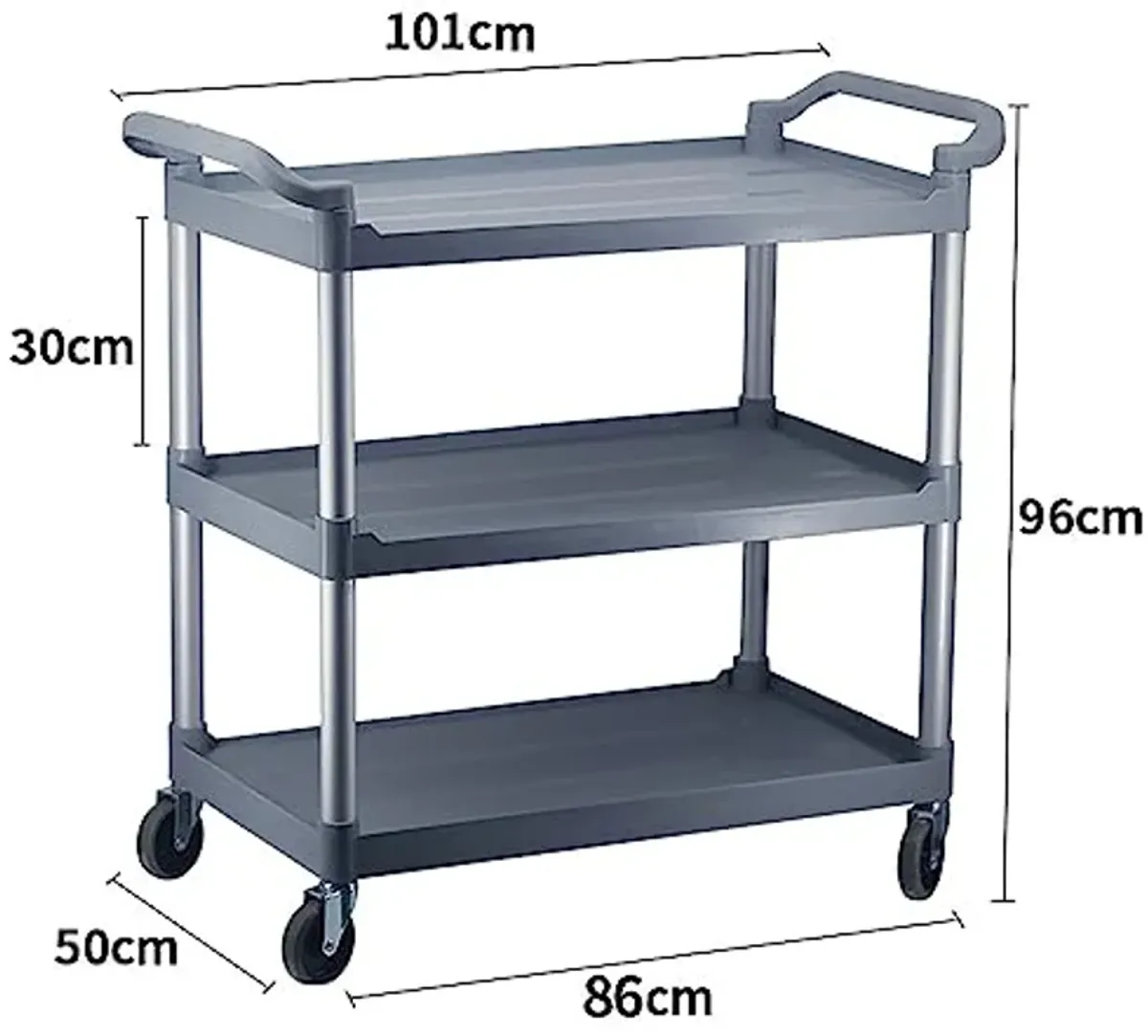 FEITJMMW 3 Tier Stainless Steel Serving Kitchen Trolley on Wheels Catering Trolley Storage Cart Hostess Tea Drinks Food Trolley with Wheels for Kitchen Hotels