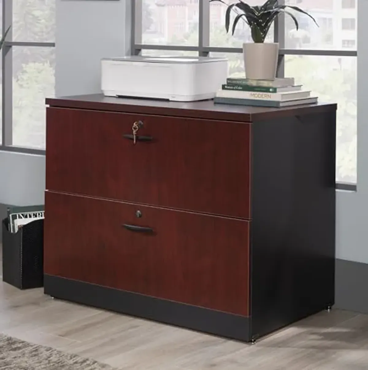 Sauder Via Lateral File, L: 23.54" x W: 36.54" x H: 29.76", Classic Cherry finish