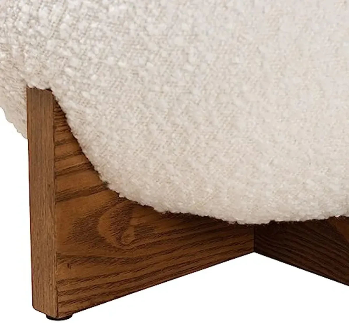 Baxton Studio Fisk Footstool, One Size, Cream/Walnut Brown