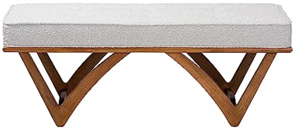 Baxton Studio Chenoa Bench & Banquette, One Size, Light Grey/Walnut Brown