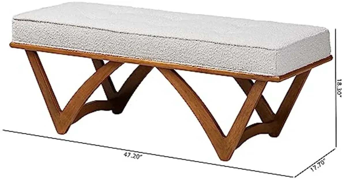 Baxton Studio Chenoa Bench & Banquette, One Size, Light Grey/Walnut Brown