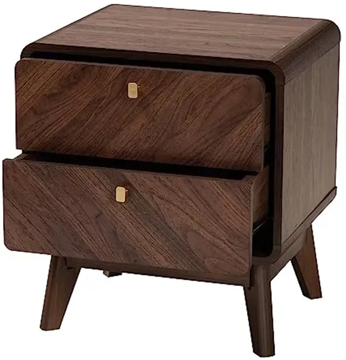 Baxton Studio Markell Mid-Century Transitional Walnut Brown Finished Wood 2-Drawer Nightstand