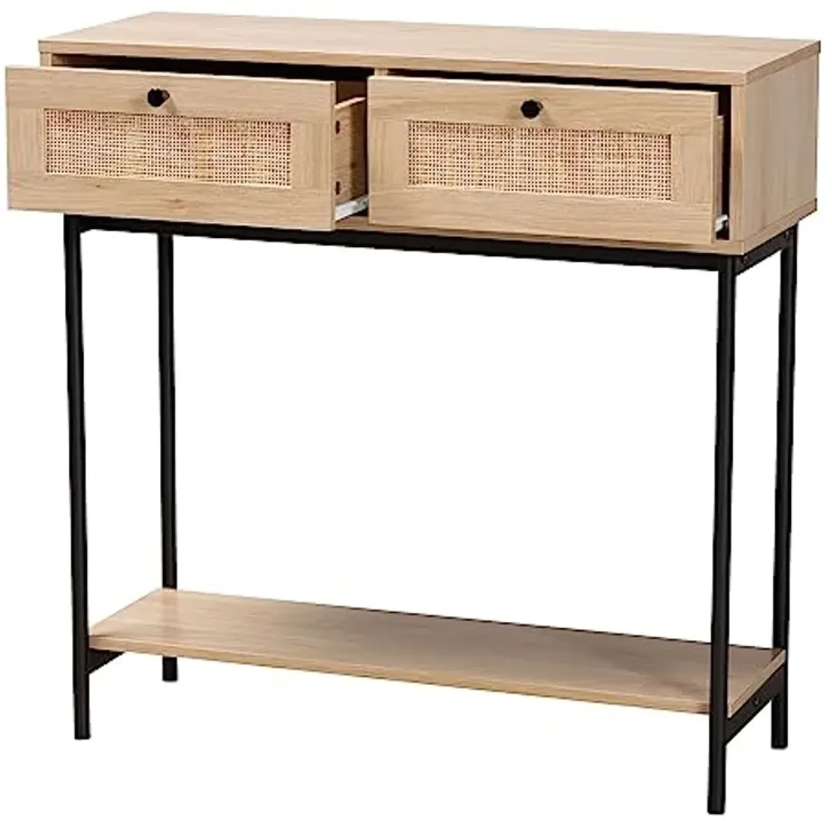 Baxton Studio Sherwin Console Table, One Size, Light Brown/Black