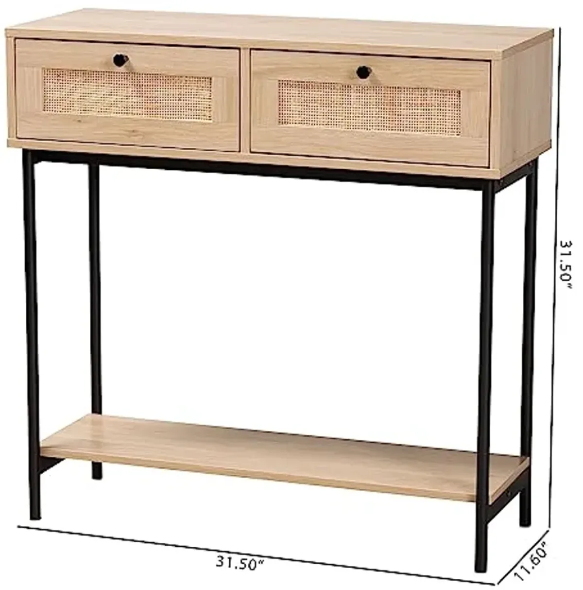 Baxton Studio Sherwin Console Table, One Size, Light Brown/Black