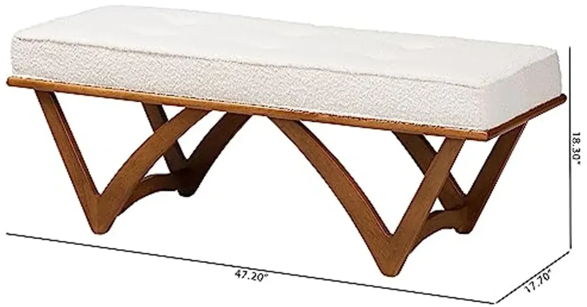 Baxton Studio Chenoa Bench & Banquette, One Size, Cream/Walnut Brown