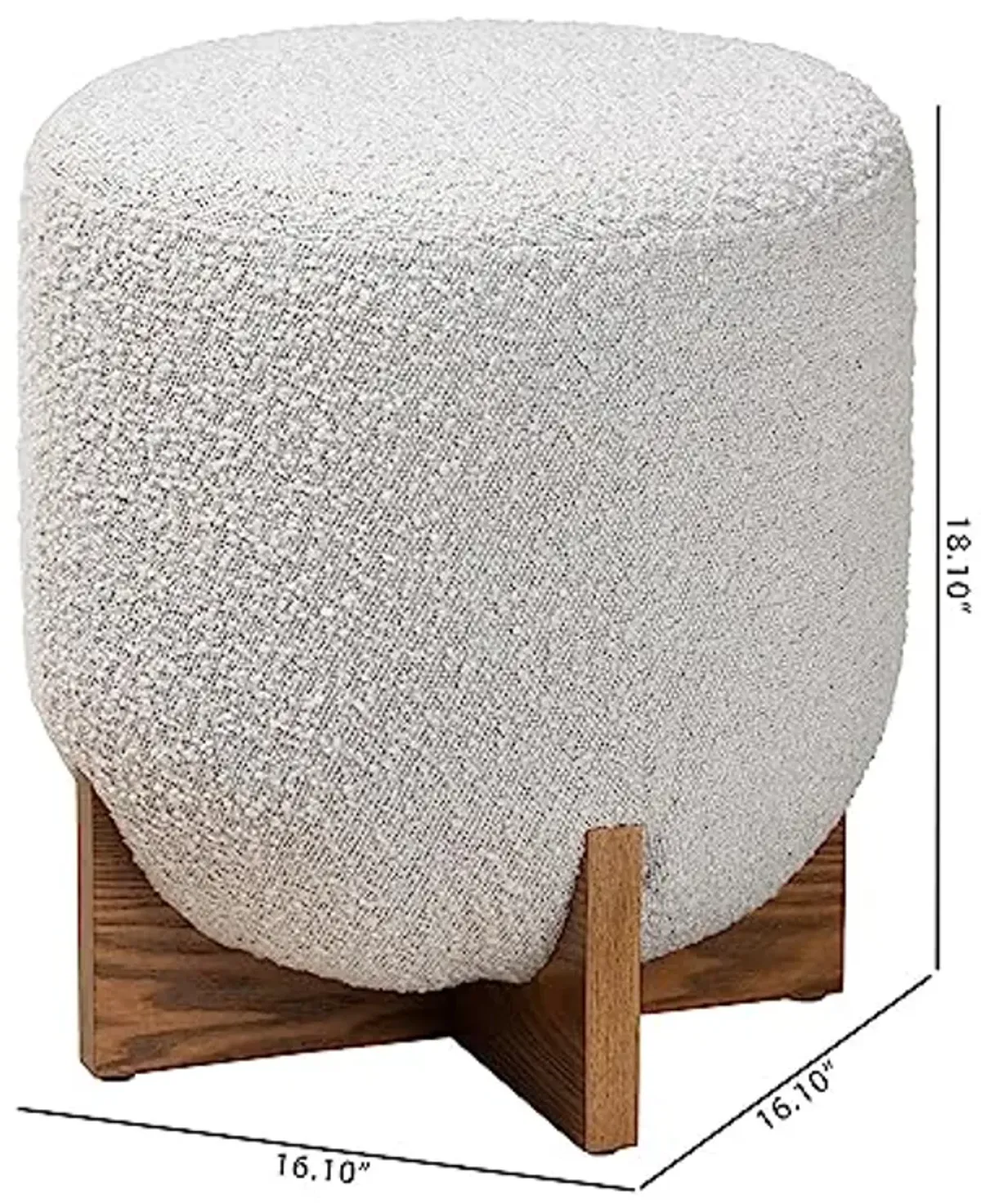 Baxton Studio Fisk Footstool, One Size, Light Grey/Walnut Brown