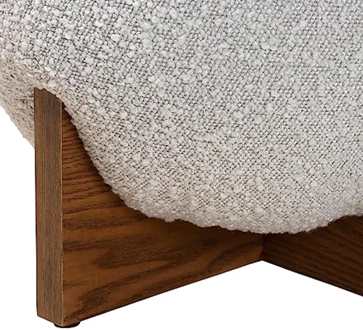 Baxton Studio Fisk Footstool, One Size, Light Grey/Walnut Brown