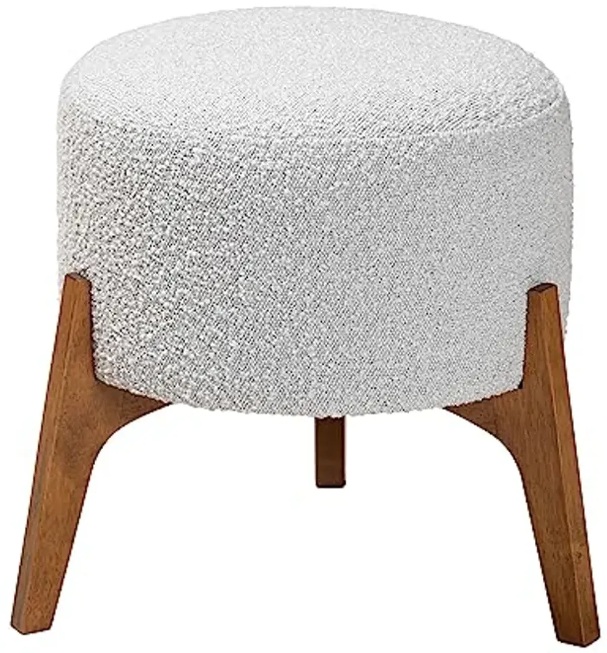 Baxton Studio Elkie Footstool, One Size, Light Grey/Walnut Brown