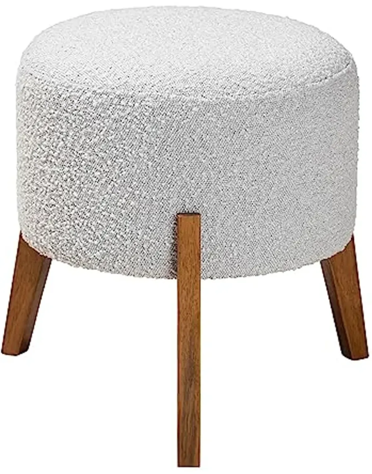 Baxton Studio Elkie Footstool, One Size, Light Grey/Walnut Brown