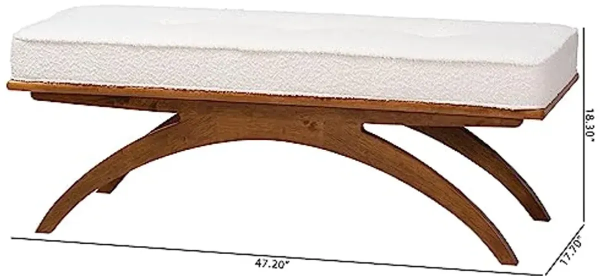 Baxton Studio Orella Bench & Banquette, One Size, Cream/Walnut Brown