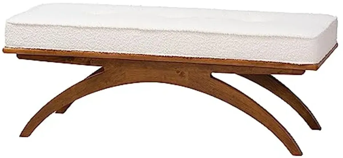 Baxton Studio Orella Bench & Banquette, One Size, Cream/Walnut Brown