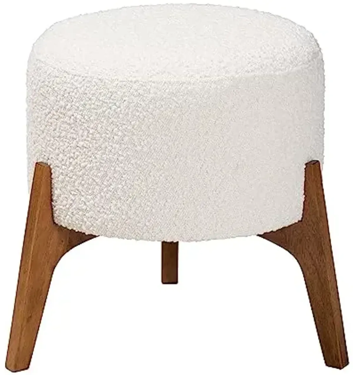 Baxton Studio Elkie Footstool, One Size, Cream/Walnut Brown