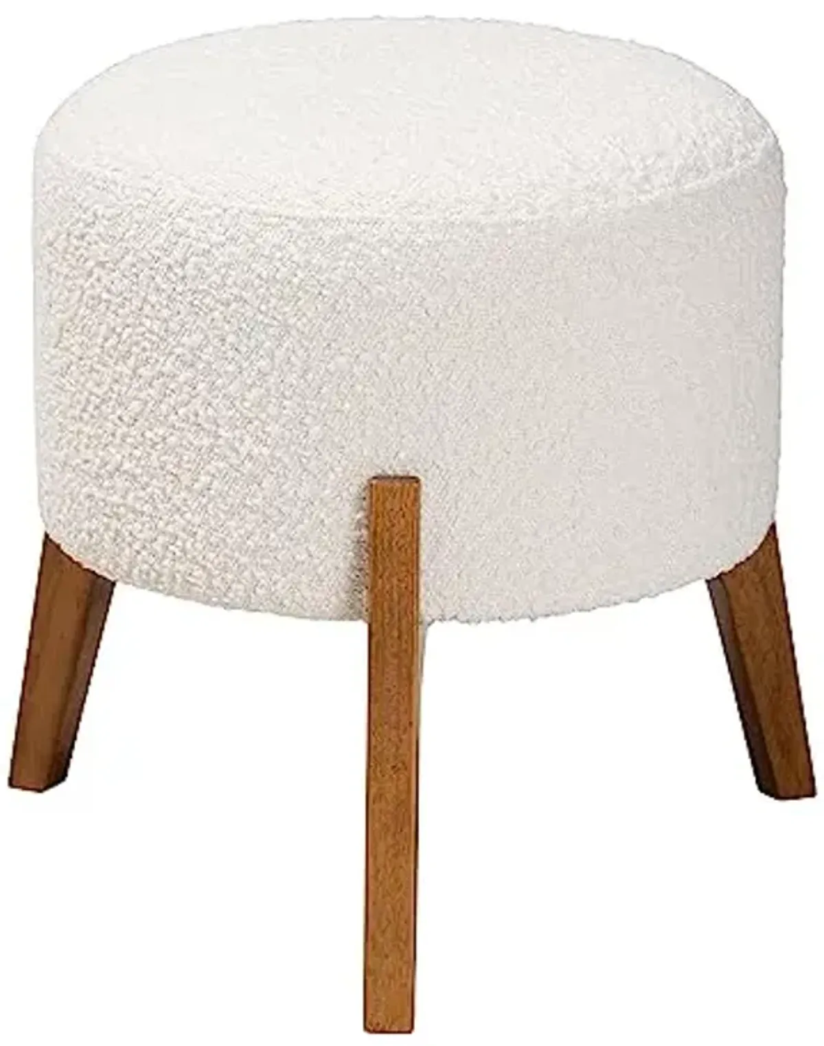 Baxton Studio Elkie Footstool, One Size, Cream/Walnut Brown