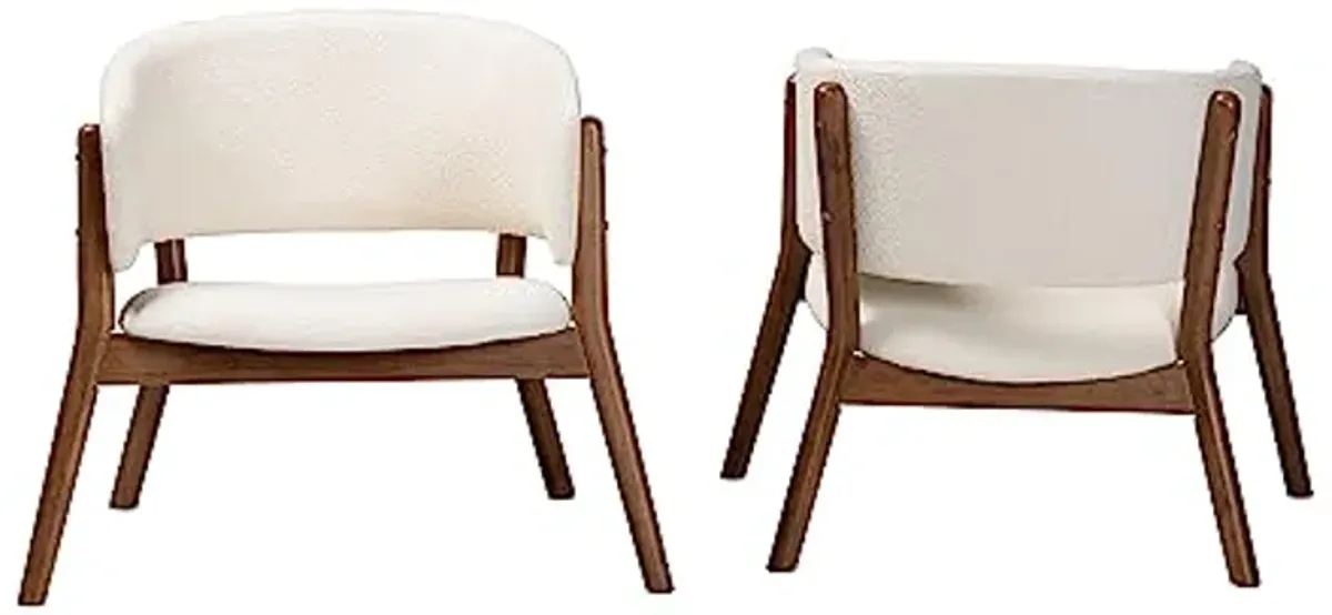 Baxton Studio Baron Chairs, Set of 2, Cream/Walnut Brown