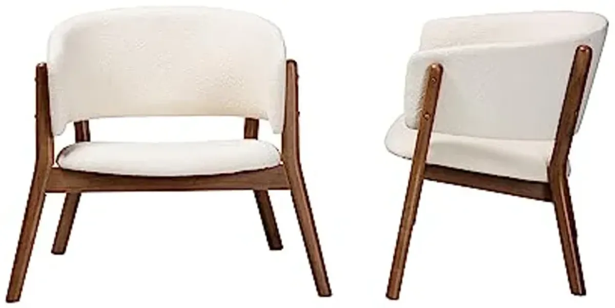 Baxton Studio Baron Chairs, Set of 2, Cream/Walnut Brown