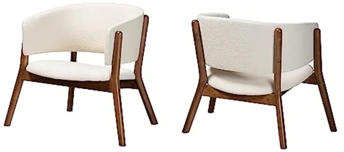 Baxton Studio Baron Chairs, Set of 2, Cream/Walnut Brown