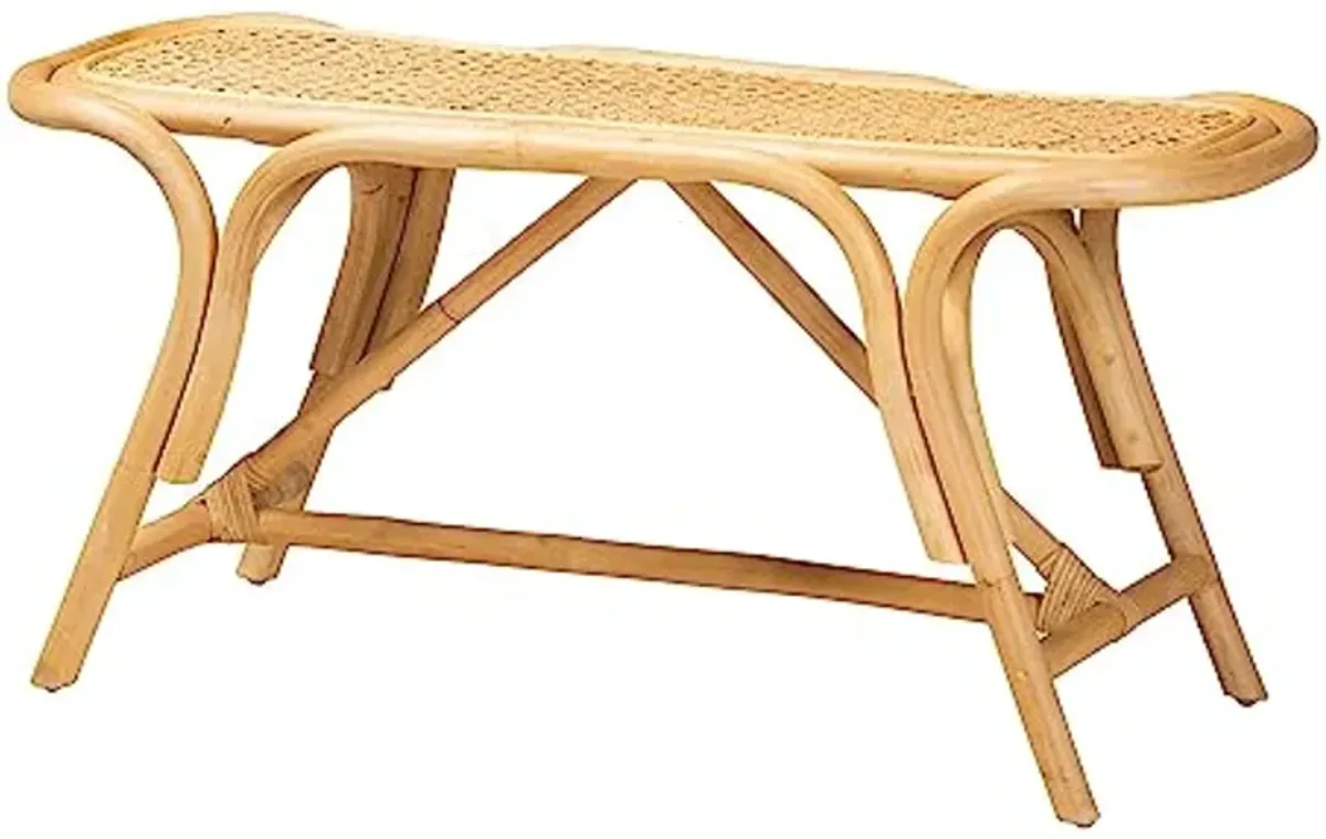 Baxton Studio Septa Natural Rattan Accent Bench, One Size