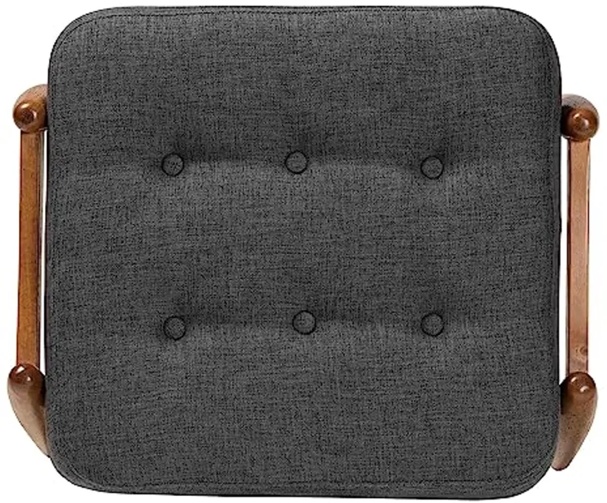 Baxton Studio Jeanine Footstool, One Size, Dark Grey/Walnut Brown