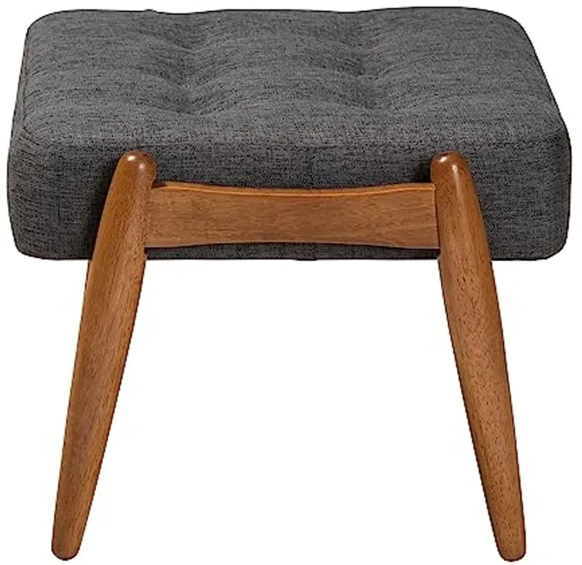 Baxton Studio Jeanine Footstool, One Size, Dark Grey/Walnut Brown