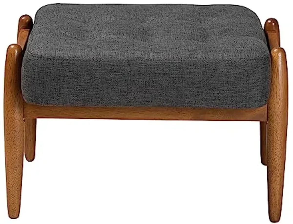 Baxton Studio Jeanine Footstool, One Size, Dark Grey/Walnut Brown