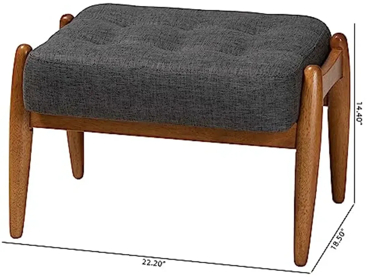 Baxton Studio Jeanine Footstool, One Size, Dark Grey/Walnut Brown