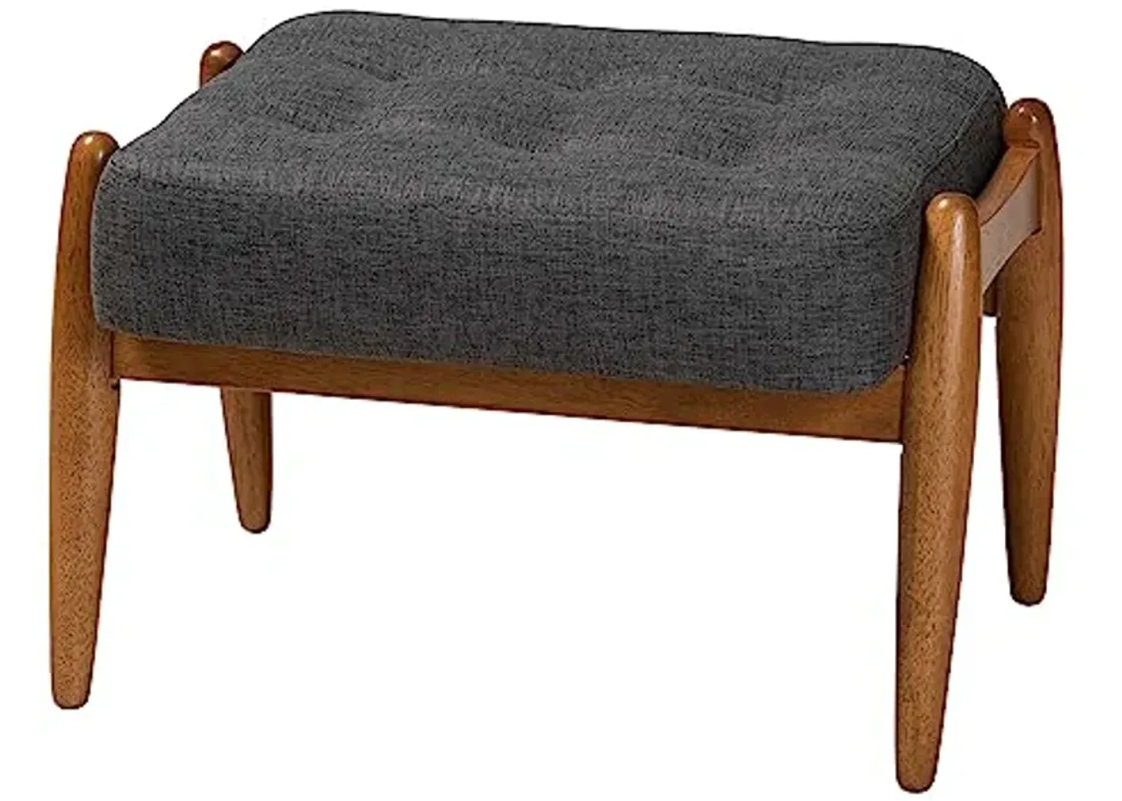 Baxton Studio Jeanine Footstool, One Size, Dark Grey/Walnut Brown