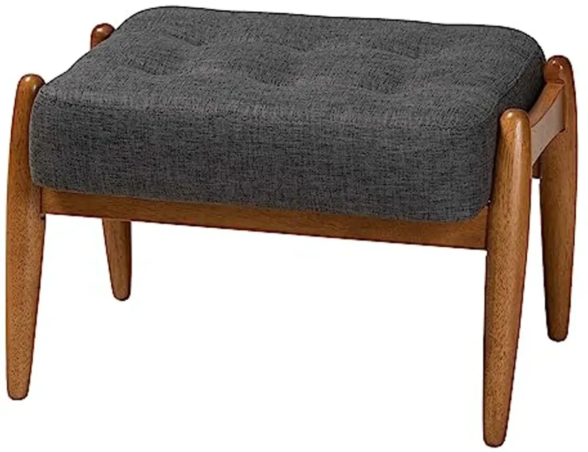 Baxton Studio Jeanine Footstool, One Size, Dark Grey/Walnut Brown