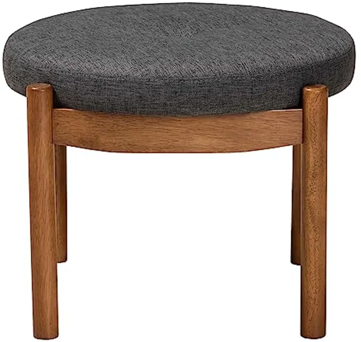 Baxton Studio Iliana Footstool, One Size, Dark Grey/Walnut Brown