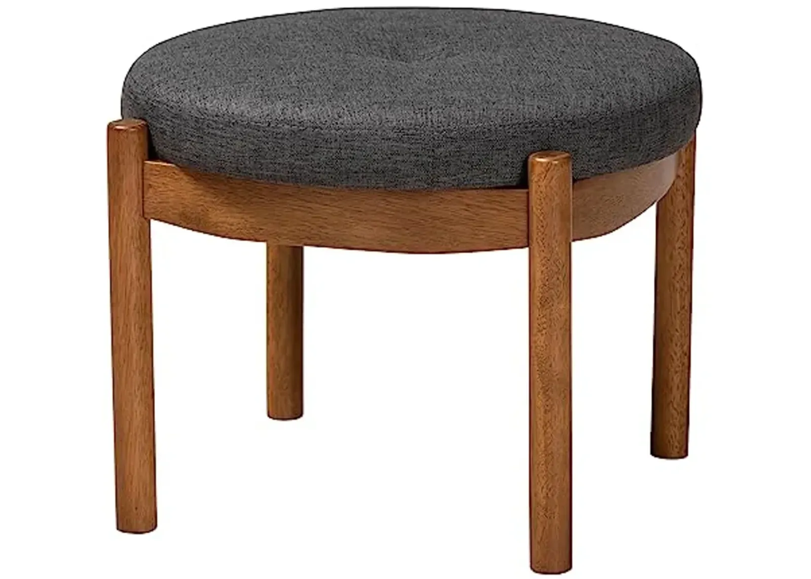 Baxton Studio Iliana Footstool, One Size, Dark Grey/Walnut Brown