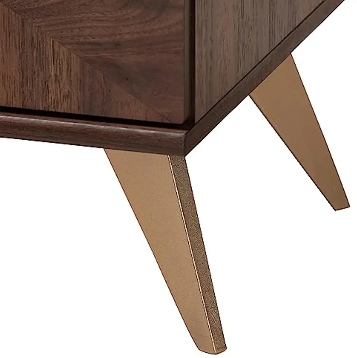 Baxton Studio Graceland TV Stand, One Size, Walnut Brown/Gold